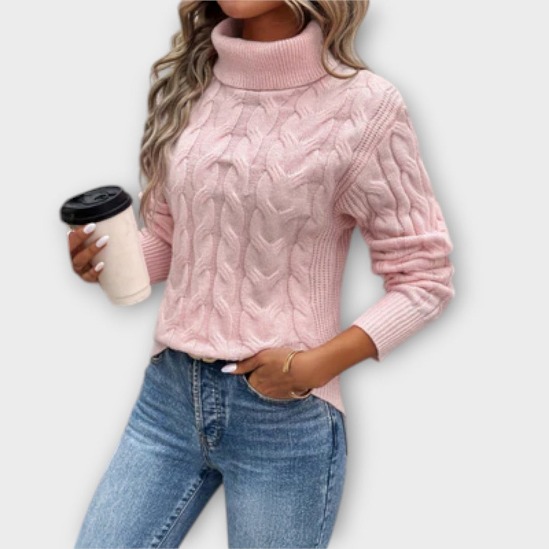 Amelia | Suéter Elegante con Cuello Roll de Malla