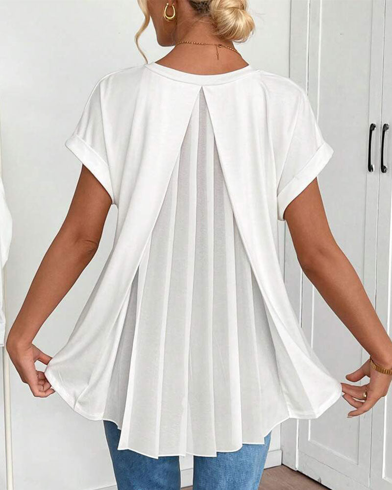 Valeria - Camiseta de Manga Corta Sólida Patchwork