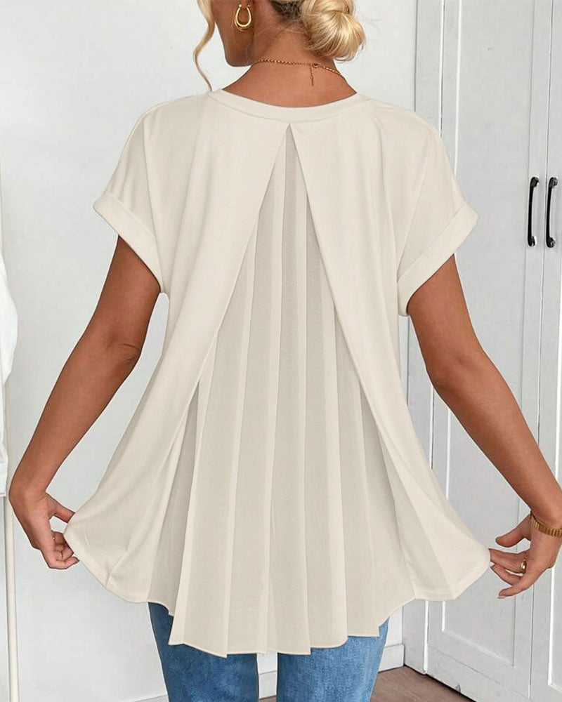 Valeria - Camiseta de Manga Corta Sólida Patchwork