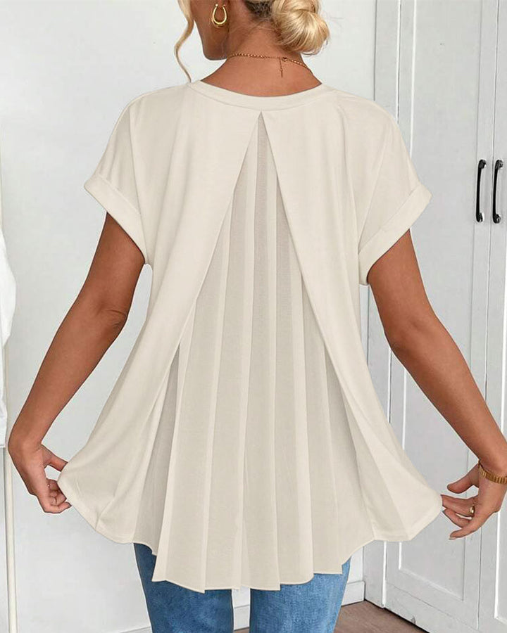 Valeria - Camiseta de Manga Corta Sólida Patchwork