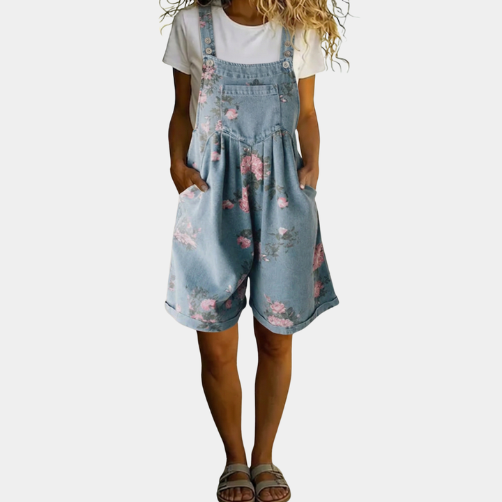 Judy | Mono Floral de Denim Lavado Vintage con Sensación de Algodón Suave