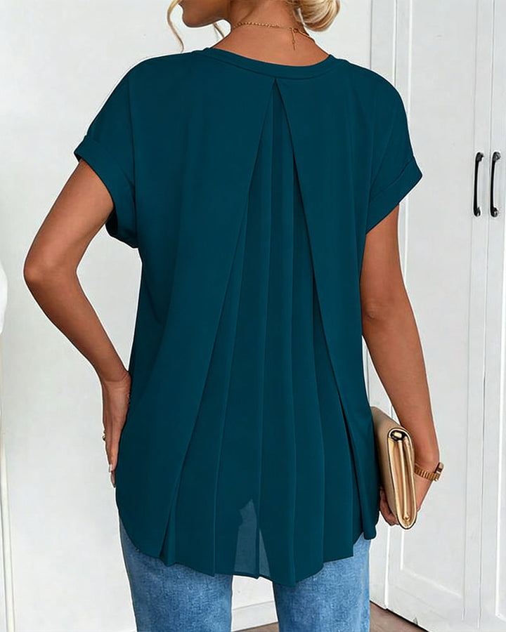 Valeria - Camiseta de Manga Corta Sólida Patchwork