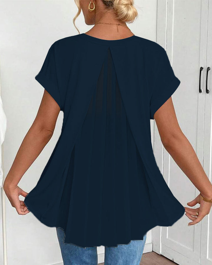 Valeria - Camiseta de Manga Corta Sólida Patchwork