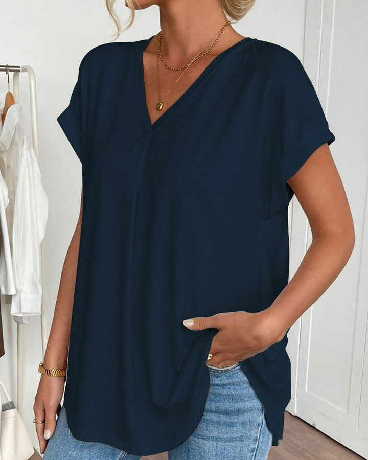Valeria - Camiseta de Manga Corta Sólida Patchwork