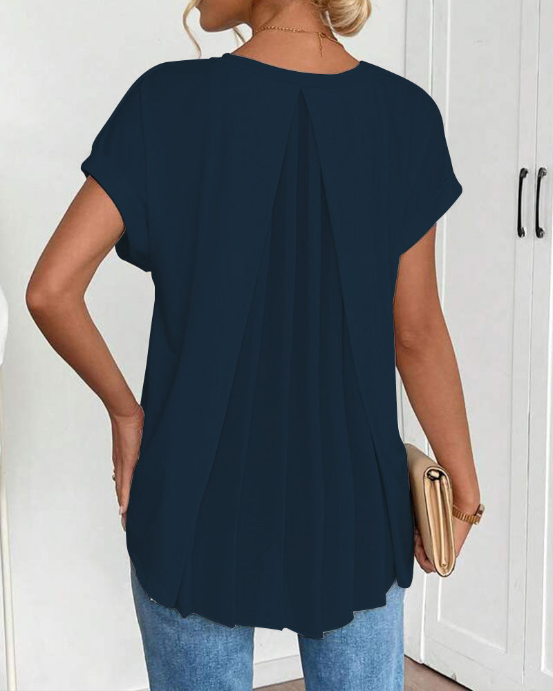 Valeria - Camiseta de Manga Corta Sólida Patchwork