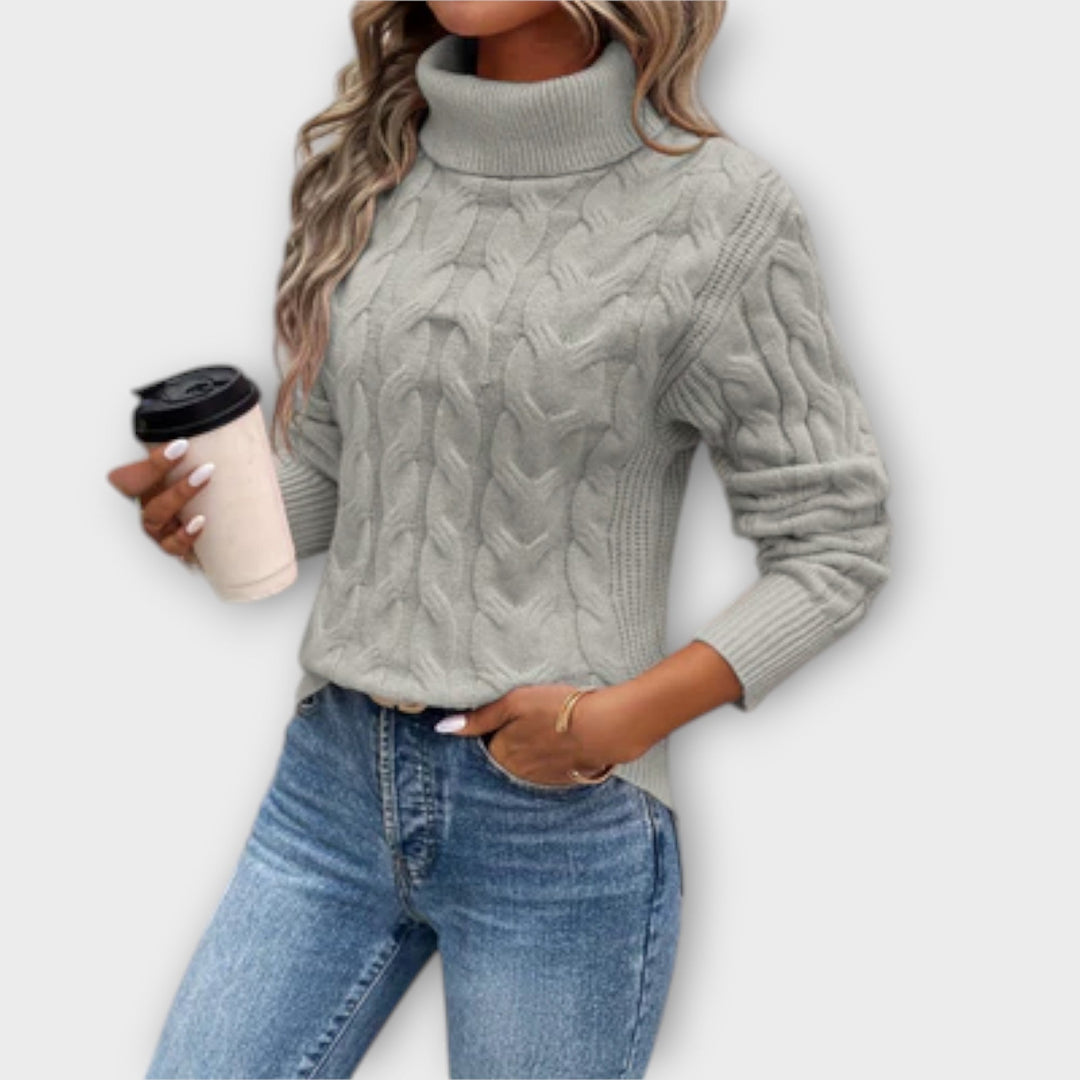 Amelia | Suéter Elegante con Cuello Roll de Malla