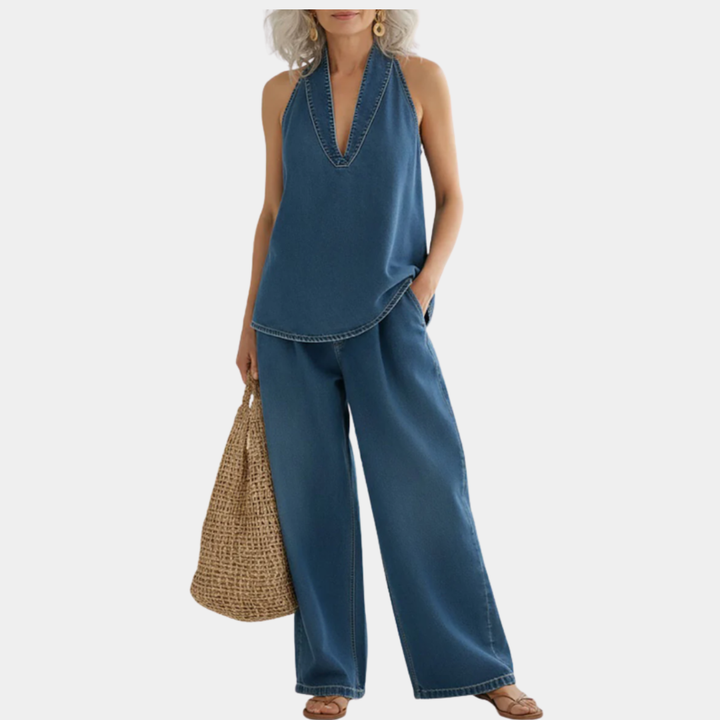 Ivy | Conjunto de Dos Piezas de Denims Vintage Lavado Suave