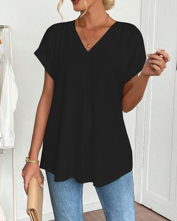 Valeria - Camiseta de Manga Corta Sólida Patchwork