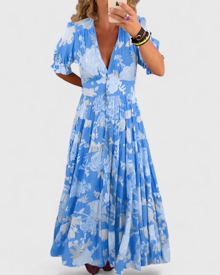 Valentina - Vestido Floral Elegante con Escote en V