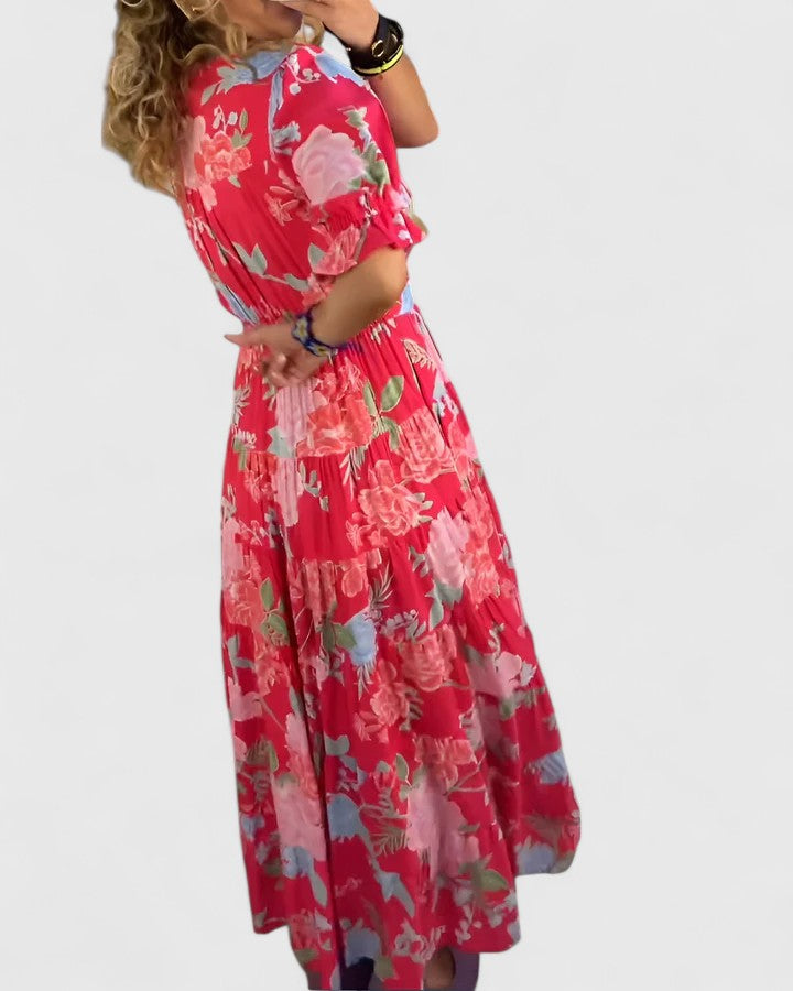 Valentina - Vestido Floral Elegante con Escote en V