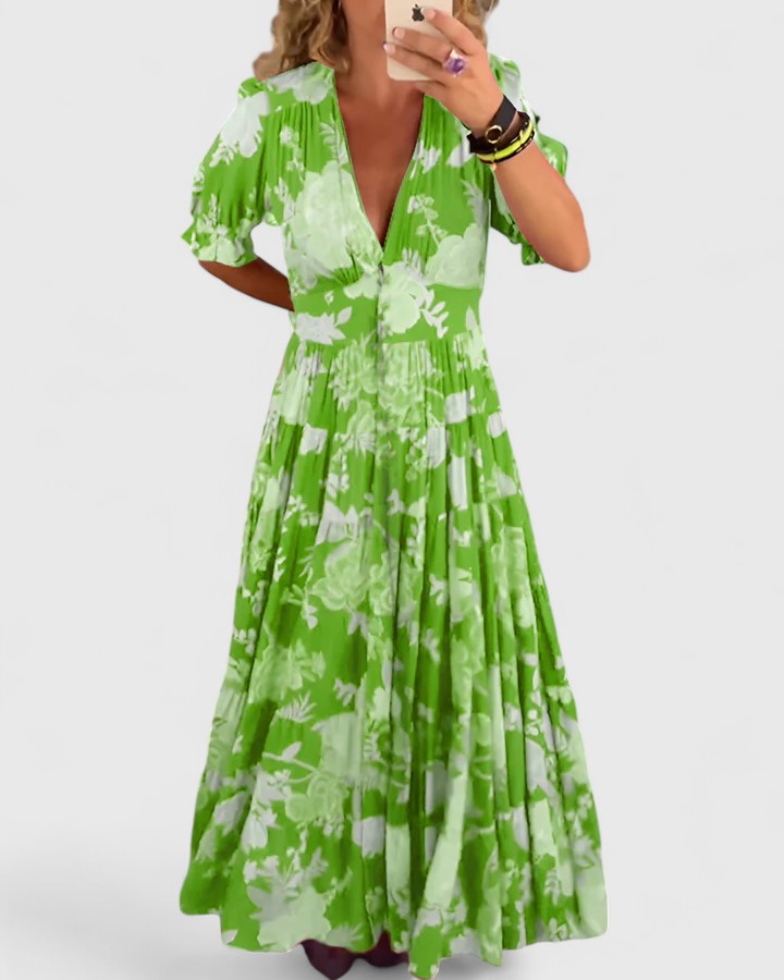 Valentina - Vestido Floral Elegante con Escote en V