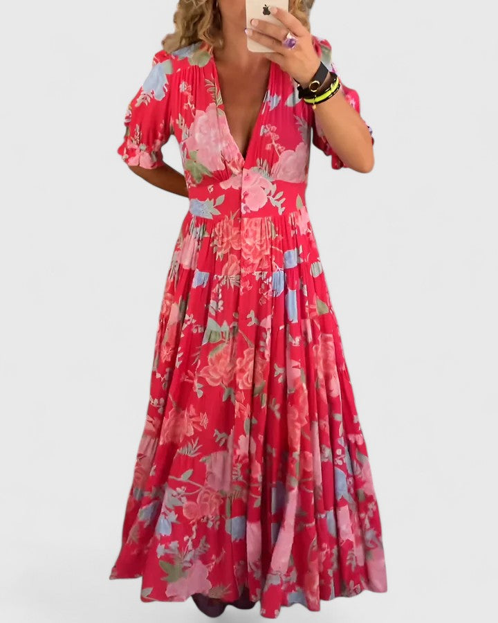 Valentina - Vestido Floral Elegante con Escote en V