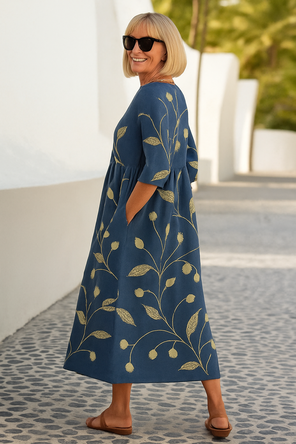 Adriana - Vestido Midi Fluido para una Elegancia Natural y Cómoda