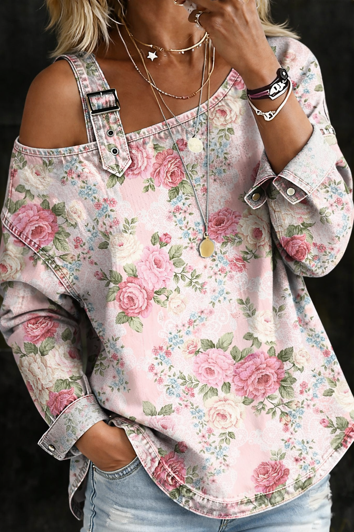 Brooklyn | Vestido de mezclilla con cuello floral