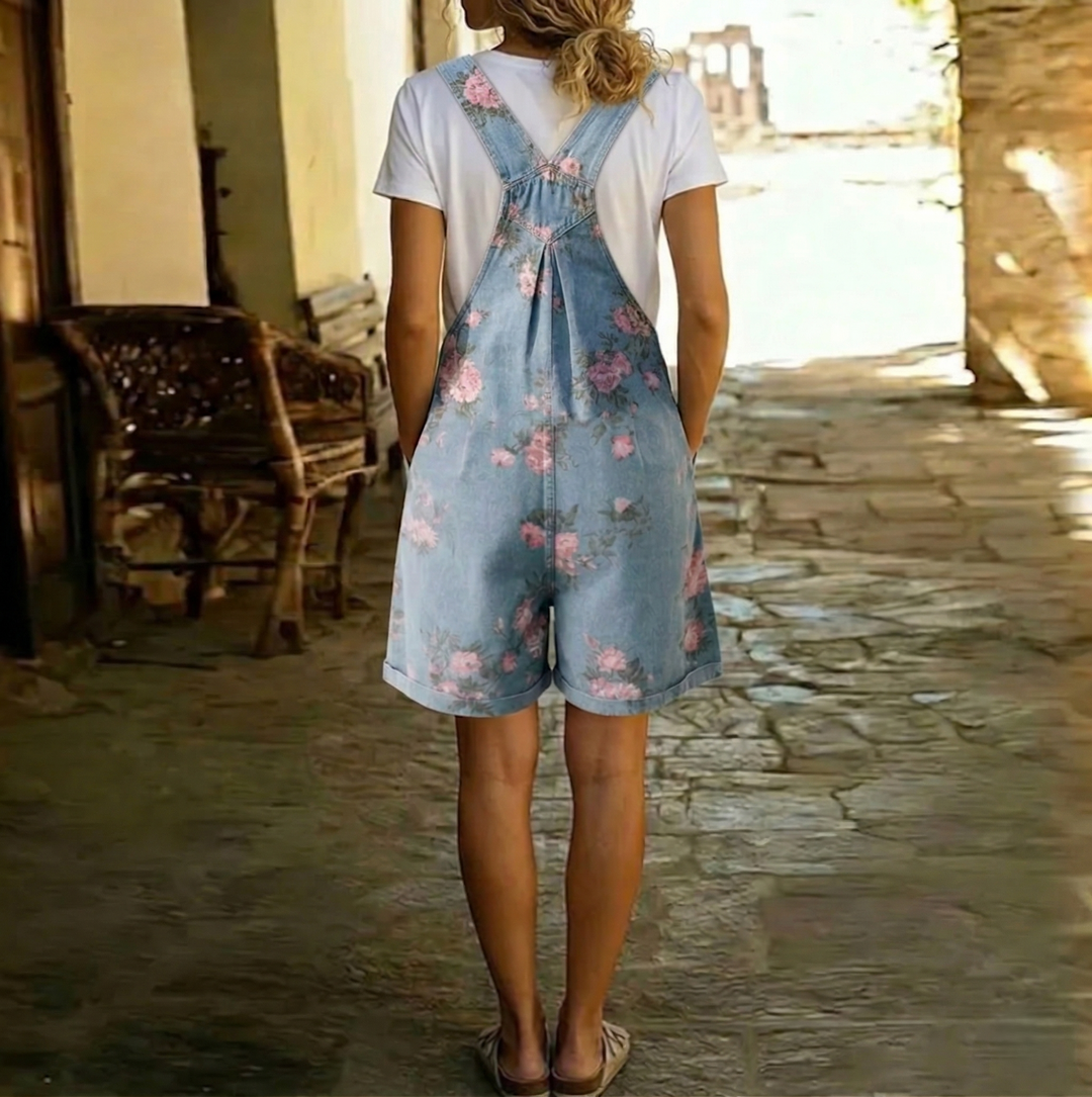 Judy | Mono Floral de Denim Lavado Vintage con Sensación de Algodón Suave