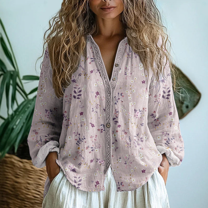 Ebba - Blusa Elegante con Estampado de Hojas