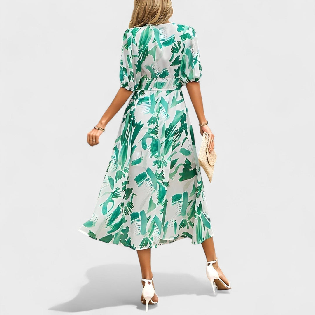 Clara – Vestido Midi Floral Elegante