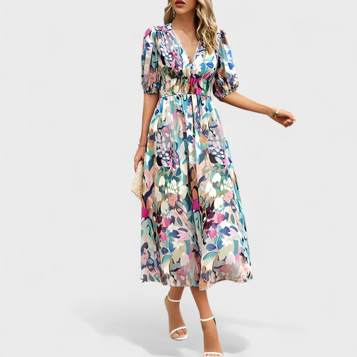 Clara – Vestido Midi Floral Elegante