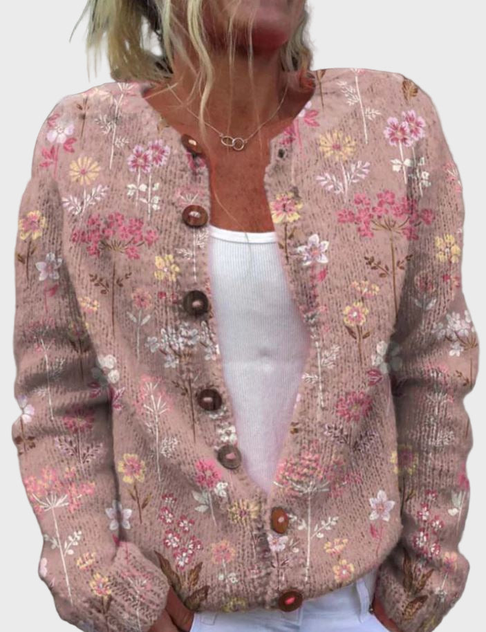 Cómodo Chaleco de Punto con Diseño Florido