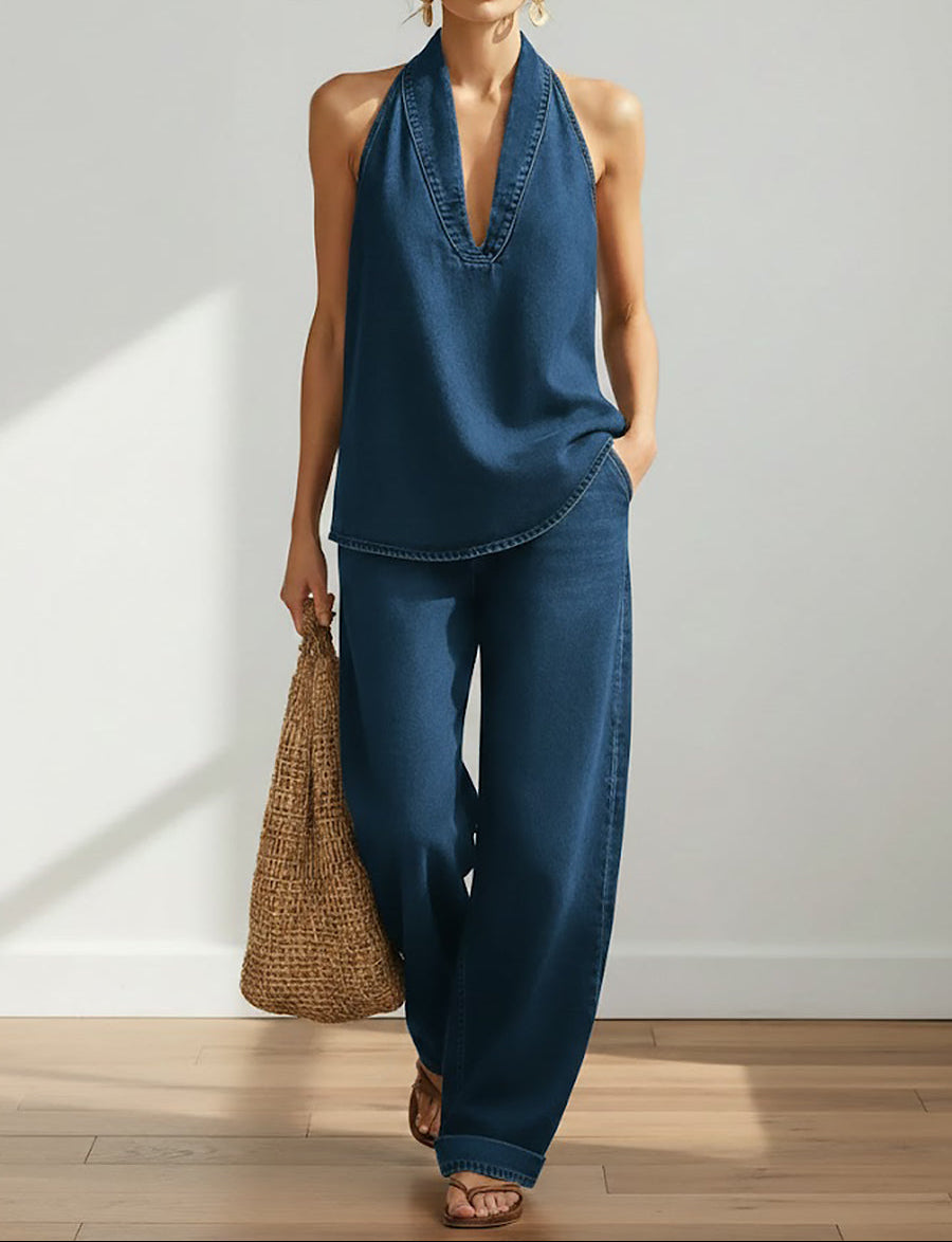 Ivy | Conjunto de Dos Piezas de Denims Vintage Lavado Suave