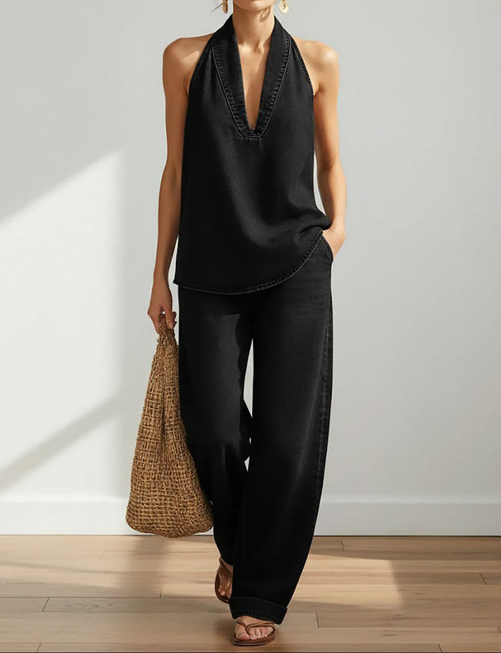 Ivy | Conjunto de Dos Piezas de Denims Vintage Lavado Suave