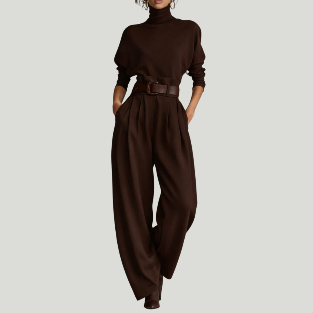 Juliet | Conjunto de suéter de cuello alto y pantalón recto